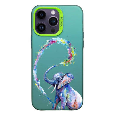 【BUY 4 ONLY PAY FOR 2】So Cool Case for iPhone with Unique Design, Watercolor Animal Hard Back + Soft Frame with Independent Button Protective Case for iPhone - Elephant
