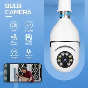 360° Wireless Bulb Security Camera 3MP 2.4GHz Camera for Indoor/Outdoor.Full Color Day/Night Vision, Motion Detection,Audible Alarm, Easy Installation. Alexa Compatible
