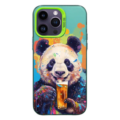 【BUY 4 ONLY PAY FOR 2】So Cool Case for iPhone with Unique Design, Watercolor Animal Hard Back + Soft Frame with Independent Button Protective Case for iPhone - Beer Panda