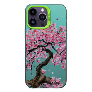 【BUY 4 ONLY PAY FOR 2】So Cool Case for iPhone with Unique Design, Watercolor Animal Hard Back + Soft Frame with Independent Button Protective Case for iPhone - Spring Cherry Blossom Tree