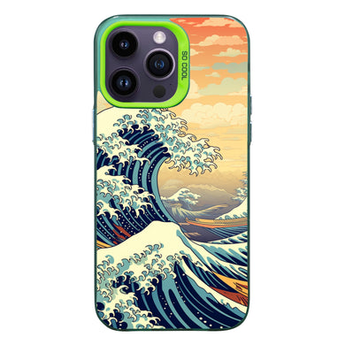 【BUY 4 ONLY PAY FOR 2】So Cool Case for iPhone with Unique Design, starry night Hard Back + Soft Frame with Independent Button Protective Case for iPhone -the great wave pop art ocean academia2