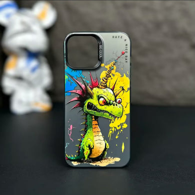 【BUY 4 ONLY PAY FOR 2】So Cool Case for iPhone with Unique Design, Watercolor Animal Hard Back + Soft Frame with Independent Button Protective Case for iPhone -Little Fire Dragon