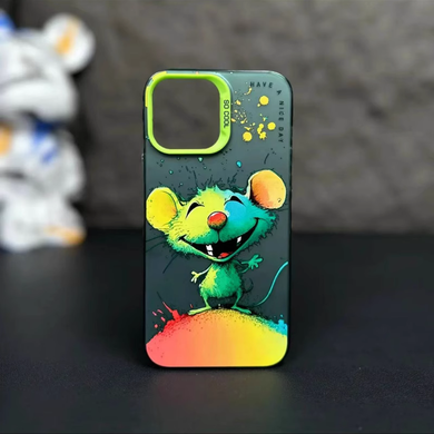 【BUY 4 ONLY PAY FOR 2】So Cool Case for iPhone with Unique Design, Watercolor Animal Hard Back + Soft Frame with Independent Button Protective Case for iPhone -Happy Mouse