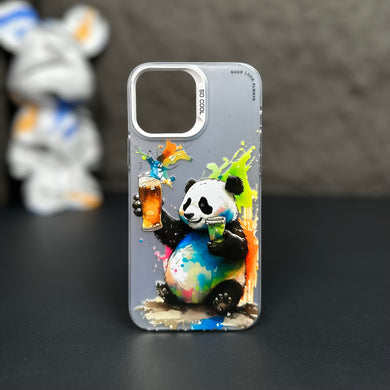 【BUY 4 ONLY PAY FOR 2】So Cool Case for iPhone with Unique Design, Watercolor Animal Hard Back + Soft Frame with Independent Button Protective Case for iPhone -Toasting panda