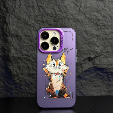 【BUY 4 ONLY PAY FOR 2】So Cool Case for iPhone with Unique Design, Watercolor Animal Hard Back + Soft Frame with Independent Button Protective Case for iPhone -Cuddle cat