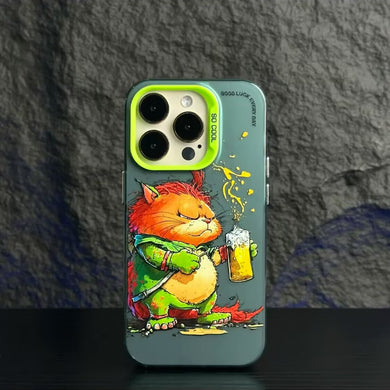 【BUY 4 ONLY PAY FOR 2】So Cool Case for iPhone with Unique Design, Watercolor Animal Hard Back + Soft Frame with Independent Button Protective Case for iPhone -Toasted cat