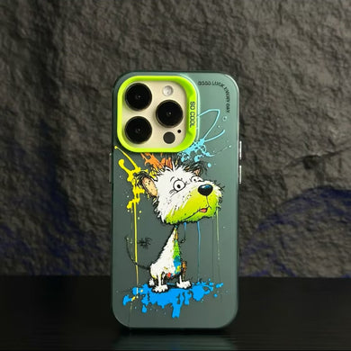 【BUY 4 ONLY PAY FOR 2】So Cool Case for iPhone with Unique Design, Watercolor Animal Hard Back + Soft Frame with Independent Button Protective Case for iPhone -Green-billed dog