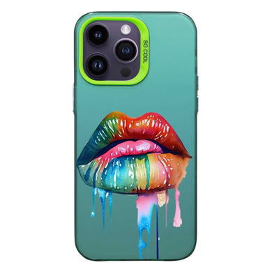 【BUY 4 ONLY PAY FOR 2】So Cool Case for iPhone with Unique Design, Watercolor Animal Hard Back + Soft Frame with Independent Button Protective Case for iPhone - Lip