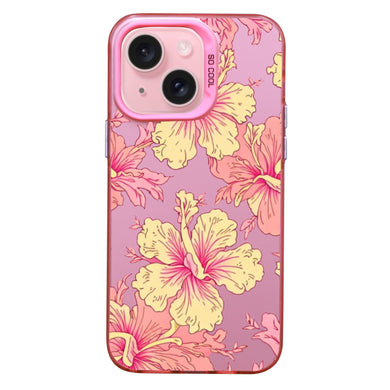 【BUY 4 ONLY PAY FOR 2】Pink Cute Case for iPhone with Unique Graphic Design, Hard Back + Soft Frame Protective Case - Vintage Hawaiian Pink Hibiscus Flower