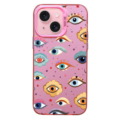 【BUY 4 ONLY PAY FOR 2】Pink Cute Case for iPhone with Unique Graphic Design, Hard Back + Soft Frame Protective Case - Cute Evil Eyes