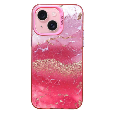 【BUY 4 ONLY PAY FOR 2】Pink Cute Case for iPhone with Unique Graphic Design, Hard Back + Soft Frame Protective Case - Rose Gold Pink Marble