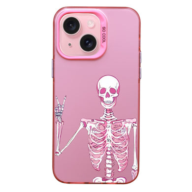 【BUY 4 ONLY PAY FOR 2】Pink Cute Case for iPhone with Unique Graphic Design, Hard Back + Soft Frame Protective Case - Halloween Skull