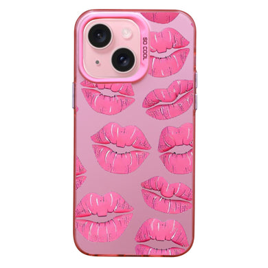 【BUY 4 ONLY PAY FOR 2】Pink Cute Case for iPhone with Unique Graphic Design, Hard Back + Soft Frame Protective Case - Lips