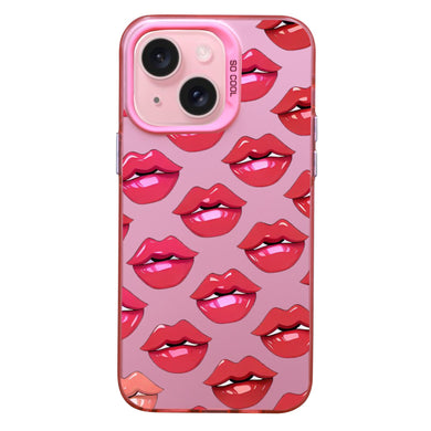 【BUY 4 ONLY PAY FOR 2】Pink Cute Case for iPhone with Unique Graphic Design, Hard Back + Soft Frame Protective Case - Lips