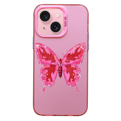 【BUY 4 ONLY PAY FOR 2】Pink Cute Case for iPhone with Unique Graphic Design, Hard Back + Soft Frame Protective Case - Butterfly