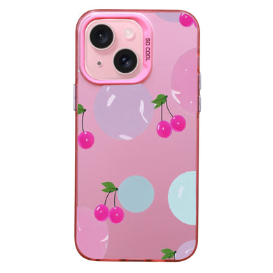【BUY 4 ONLY PAY FOR 2】Pink Cute Case for iPhone with Unique Graphic Design, Hard Back + Soft Frame Protective Case - Pink Cheery