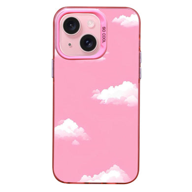 【BUY 4 ONLY PAY FOR 2】Pink Cute Case for iPhone with Unique Graphic Design, Hard Back + Soft Frame Protective Case - Clouds
