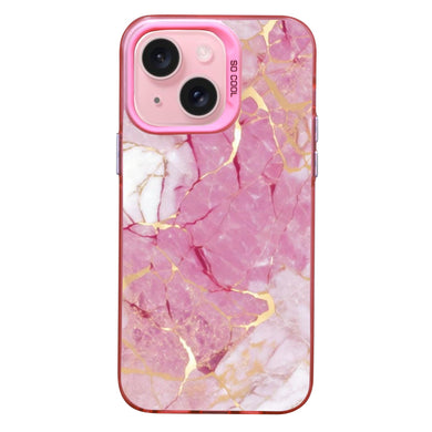 【BUY 4 ONLY PAY FOR 2】Pink Cute Case for iPhone with Unique Graphic Design, Hard Back + Soft Frame Protective Case - Gold Marble