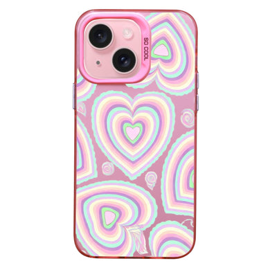 【BUY 4 ONLY PAY FOR 2】Pink Cute Case for iPhone with Unique Graphic Design, Hard Back + Soft Frame Protective Case - Heart