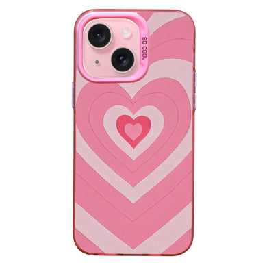 【BUY 4 ONLY PAY FOR 2】Pink Cute Case for iPhone with Unique Graphic Design, Hard Back + Soft Frame Protective Case - Pink Heart