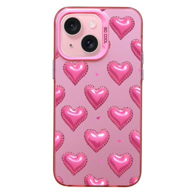 【BUY 4 ONLY PAY FOR 2】Pink Cute Case for iPhone with Unique Graphic Design, Hard Back + Soft Frame Protective Case - Pink Hearts