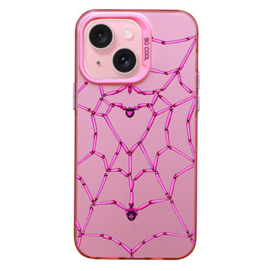 【BUY 4 ONLY PAY FOR 2】Pink Cute Case for iPhone with Unique Graphic Design, Hard Back + Soft Frame Protective Case - Spider Heart