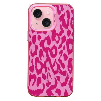 【BUY 4 ONLY PAY FOR 2】Pink Cute Case for iPhone with Unique Graphic Design, Hard Back + Soft Frame Protective Case - Leopard