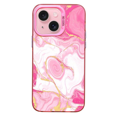 【BUY 4 ONLY PAY FOR 2】Pink Cute Case for iPhone with Unique Graphic Design, Hard Back + Soft Frame Protective Case - Pink Marble Swirl