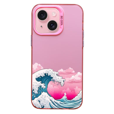 【BUY 4 ONLY PAY FOR 2】Pink Cute Case for iPhone with Unique Graphic Design, Hard Back + Soft Frame Protective Case - Ocean Wave