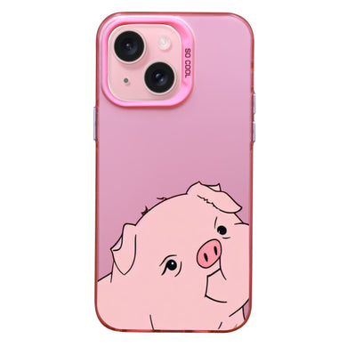 【BUY 4 ONLY PAY FOR 2】Pink Cute Case for iPhone with Unique Graphic Design, Hard Back + Soft Frame Protective Case - Pig