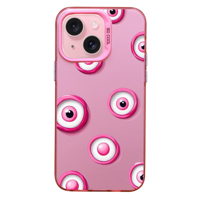 【BUY 4 ONLY PAY FOR 2】Pink Cute Case for iPhone with Unique Graphic Design, Hard Back + Soft Frame Protective Case - Evil Eyes