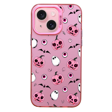 【BUY 4 ONLY PAY FOR 2】Pink Cute Case for iPhone with Unique Graphic Design, Hard Back + Soft Frame Protective Case - Halloween Pumpkin
