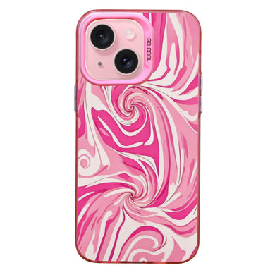 【BUY 4 ONLY PAY FOR 2】Pink Cute Case for iPhone with Unique Graphic Design, Hard Back + Soft Frame Protective Case - Swirl
