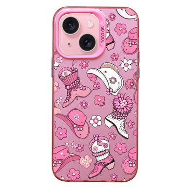 【BUY 4 ONLY PAY FOR 2】Pink Cute Case for iPhone with Unique Graphic Design, Hard Back + Soft Frame Protective Case - Western Boot Hat Cowgirl