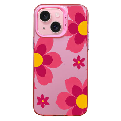 【BUY 4 ONLY PAY FOR 2】Pink Cute Case for iPhone with Unique Graphic Design, Hard Back + Soft Frame Protective Case - Retro Floral