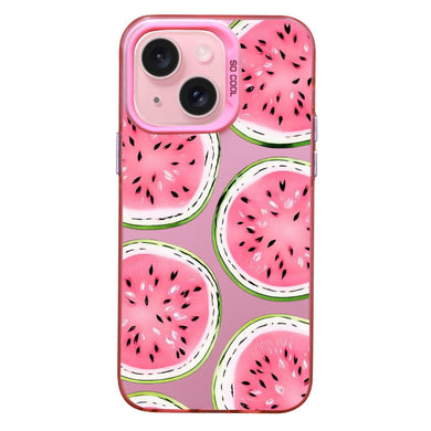 【BUY 4 ONLY PAY FOR 2】Pink Cute Case for iPhone with Unique Graphic Design, Hard Back + Soft Frame Protective Case - Watermelon