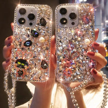 Compatible with iPhone 17 Pro Max/ 16/15/14/13/12 with lanyard cute rabbit acrylic full case HNSJK0005