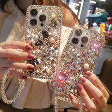 Compatible with iPhone 17 Pro Max/ 16/15/14/13/12 with lanyard cute rabbit acrylic full case HNSJK0005