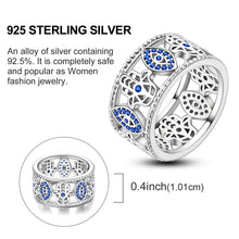 Wide Silver-Plated Ring - Blue Evil Eye, Hand of Hamsa, Cubic Zirconia Accents, Durable Cultural Jewelry with Spiritual Protection Connotations, Meaningful Style Statement HNJZ0046