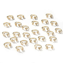 Initial Ring for Women, 14k Gold Plate Heart&Letter Rings Open Adjustable Trendy Rings Jewelry Gifts Size 6-10 HNJZ0031