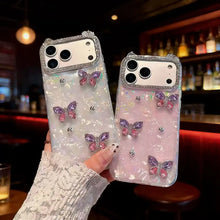 Compatible with iPhone 17 Pro Max/ 16/15/14/13 Cat ear shell pattern three-dimensional butterfly simple phone case HNSJK0016