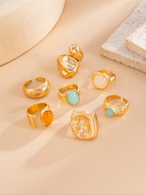 7 Pieces Women's Vintage Fashion Geometric Design Ring Set, Bold Metal Rings, Perfect for Daily Wear & Party, Jewelry Gifts HNJZ0032