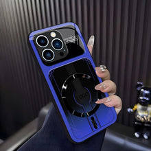 Magnetic Gradient Sports Car Style Phone Case, Hard PC Anti-Scratch MagSafe Compatible Protective Case for iPhone Pro Max, Full Camera Cutout Wireless Charging Smartphone Accessories HNSJK0028