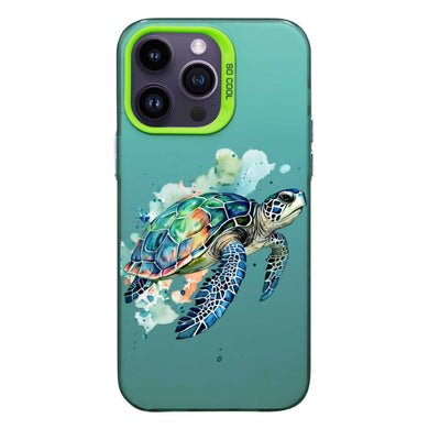 【BUY 4 ONLY PAY FOR 2】So Cool Case for iPhone with Unique Design, Watercolor Animal Hard Back + Soft Frame with Independent Button Protective Case for iPhone - Sea Turtle