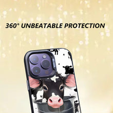 【BUY 4 ONLY PAY FOR 2】So Cool Case for iPhone with Unique Design, Hard Back + Soft Frame with Independent Button Protective Case for iPhone - cute cow sitting inwater bucket