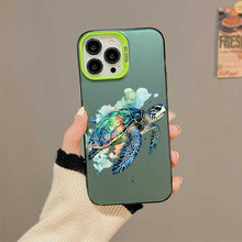 【BUY 4 ONLY PAY FOR 2】So Cool Case for iPhone with Unique Design, Watercolor Animal Hard Back + Soft Frame with Independent Button Protective Case for iPhone - Sea Turtle