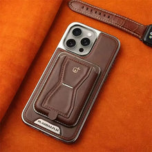 For iPhone 15/14/13/12 phone cases, high-end business leather cases, magnetic （2 Cards Only）bracket cases HNSJK0012