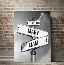 Personalized Canvas "Vintage Street Sign for couples"