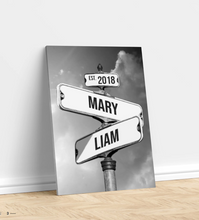 Personalized Canvas "Vintage Street Sign for couples"
