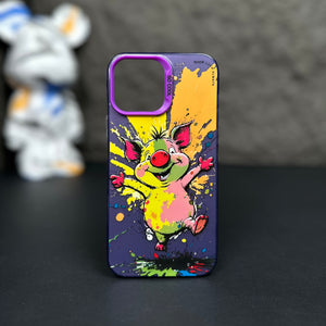 【BUY 4 ONLY PAY FOR 2】So Cool Case for iPhone with Unique Design, Watercolor Animal Hard Back + Soft Frame with Independent Button Protective Case for iPhone - Melon-eating cat